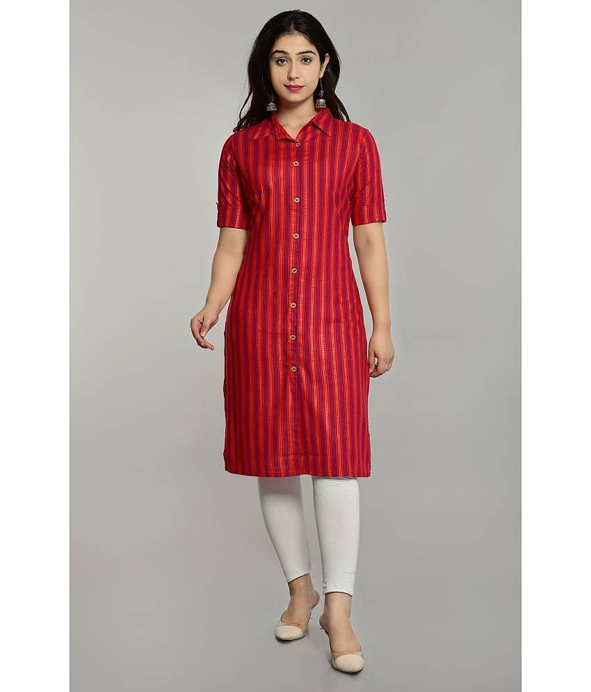 Glorious - Red Rayon Women's Front Slit Kurti ( Pack of 1 )