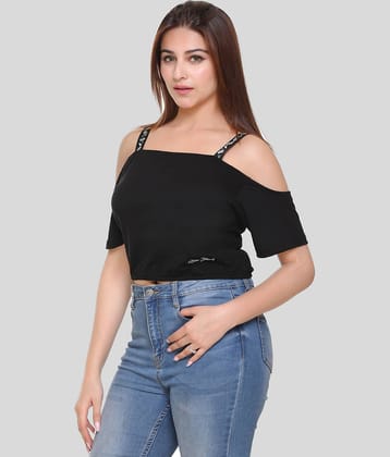RF RAVES Women's Cotton Crop Top ( Black )