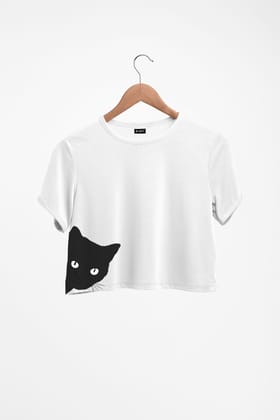 Peek A Boo White Printed Crop Top-Radiant White / S