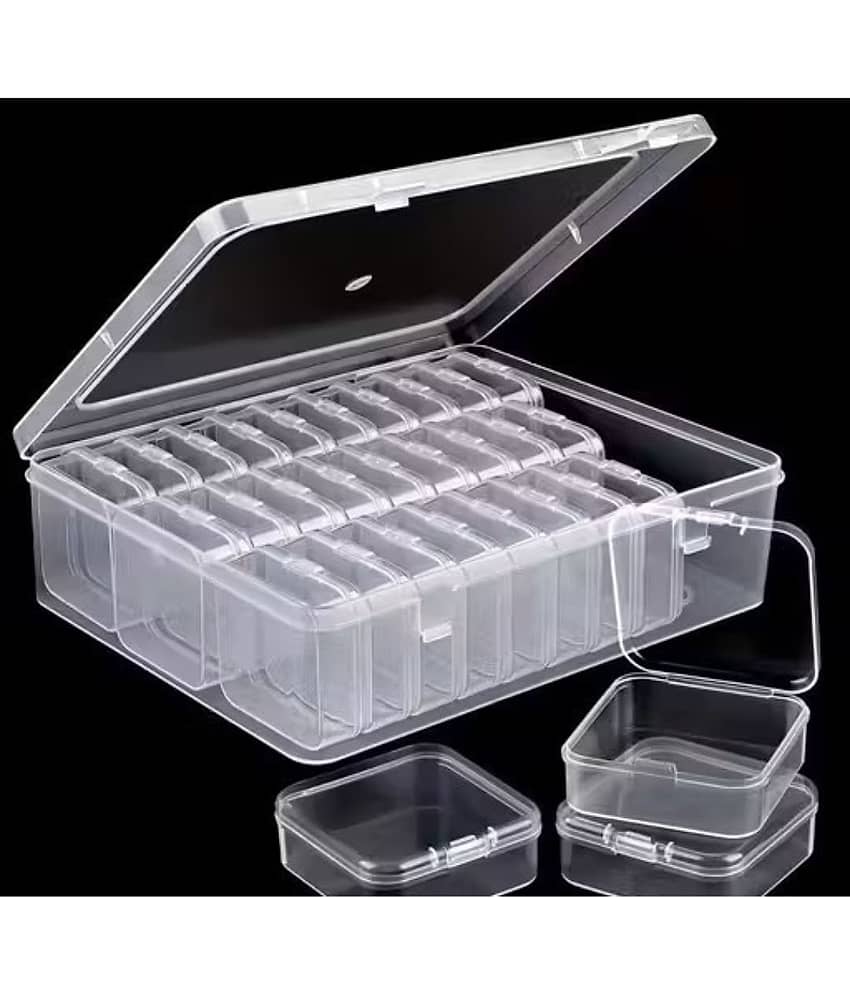 THRIFTKART-Jewellery & Accessories Storage Box | 30 Box Multi-Compartment Organizer with Removable Grids | Plastic Organizer Box for Earrings, Beads, Craft & Small Items (Pack-1)