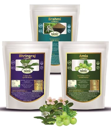 Biotic Brahmi, Bhring raj and Amla Powder (50g Each) 150 gm