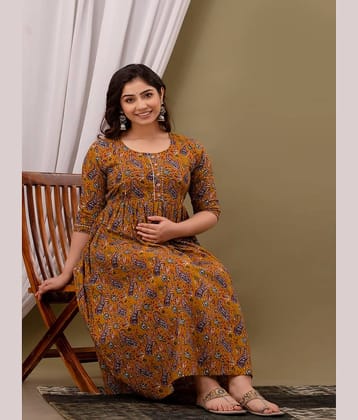 Nevisha Style Brown Cotton Maternity Kurta Single