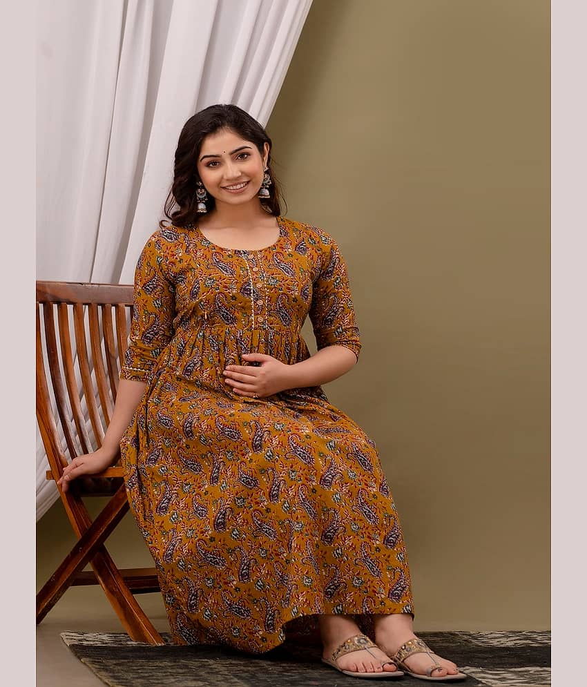 Nevisha Style Brown Cotton Maternity Kurta Single