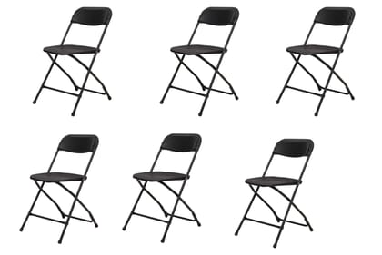 Supreme Furniture Amity Folding Without Arm Chair Suitable for Home, Office, Hospital, Garden, Cafeteria, Restaurant, Hotel, Resort (Set of 6,Black)