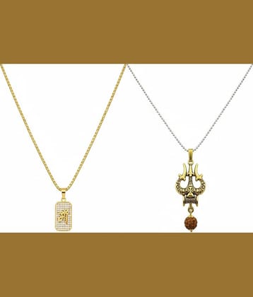 AKLINA Multicolor Men's Religious Pendant With Chain ( Pack of 2 )