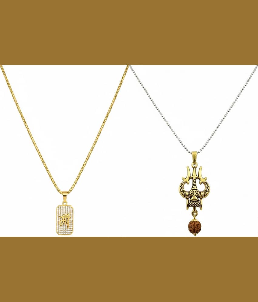 AKLINA Multicolor Men's Religious Pendant With Chain ( Pack of 2 )