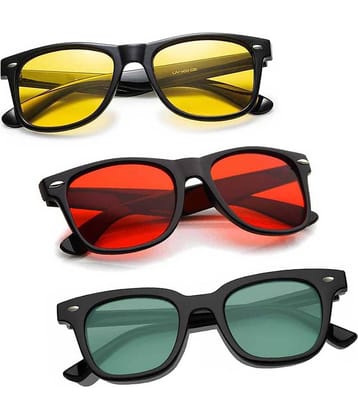 Elligator Black Rectangular Sunglasses ( Pack of 3 )