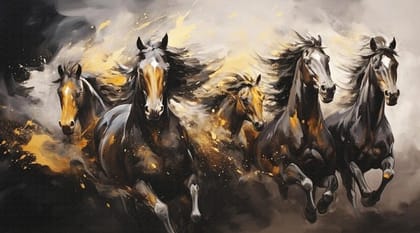 Running Horse Vastu Canvas Painting 24X48