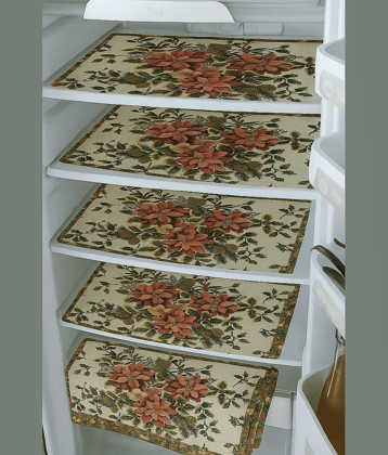 THE LION'S SHARE PVC Floral Fridge Mats ( 42 30 ) Pack of 4 - Multicolor