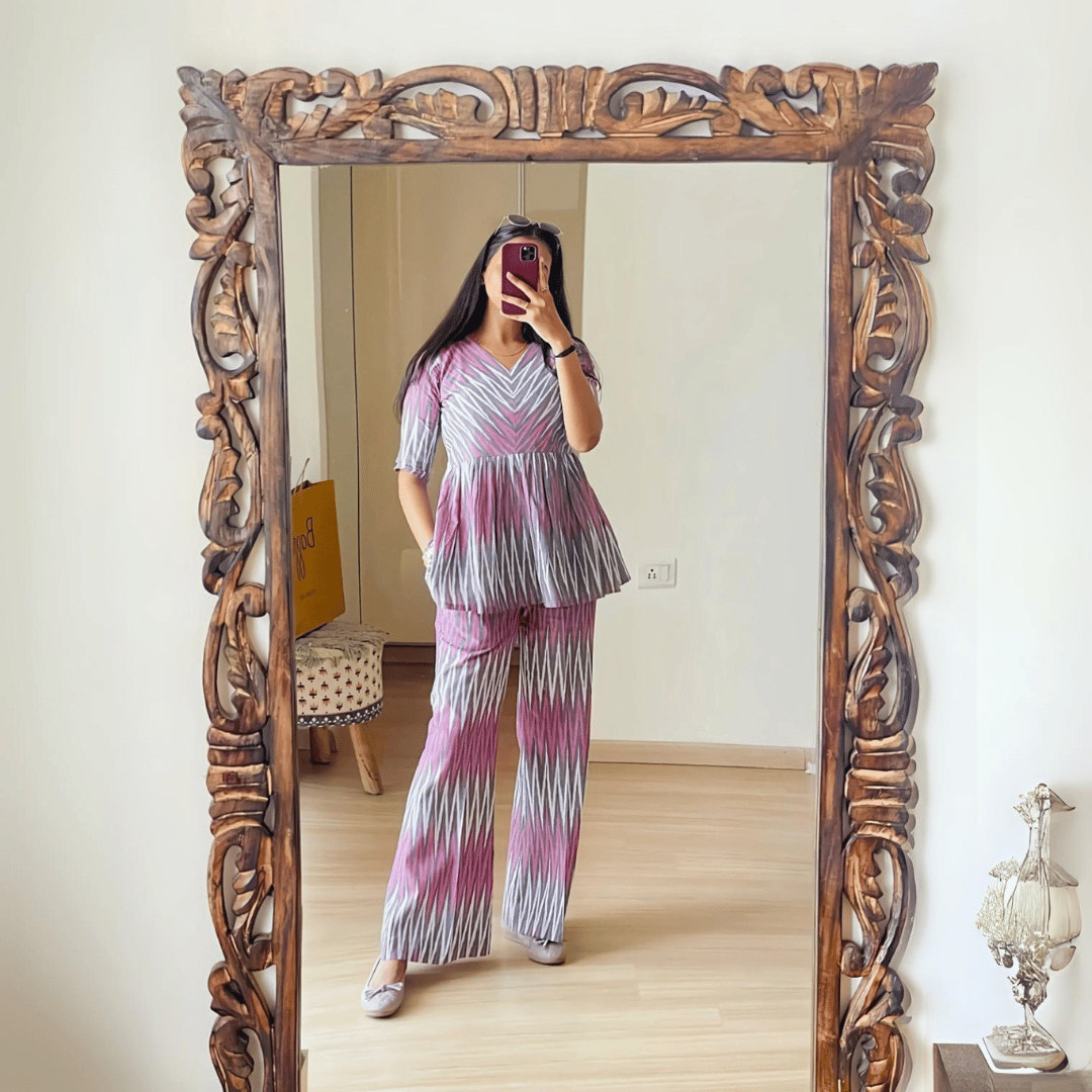 Esthetic White Pink Designing Trendy Co-ord Set by GlamaStitch-M