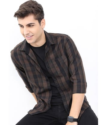 Highlander Cotton Blend Slim Fit Checks Full Sleeves Men's Casual Shirt - Multicolor ( Pack of 1 )