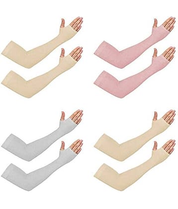 Mahek Accessories - Multicolor Self Design Riding Sleeves ( Set of 4 )