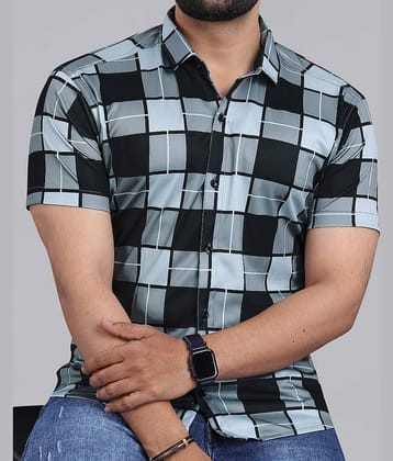 STI Cotton Blend Regular Fit Checks Half Sleeves Men's Casual Shirt - Black ( Pack of 1 )