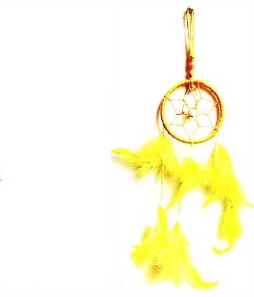 Lucky Traders Feather Yellow Dream Catcher - Pack of 1 ( X cms )