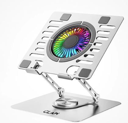 (Refurbished) Claw Lift Max X16 - Metal Laptop Stand with RGB Fan,360 Rotation, Adjustable Angles and 2 USB Port