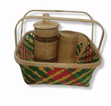 Bamboo Square Basket With Handle  - 14x14