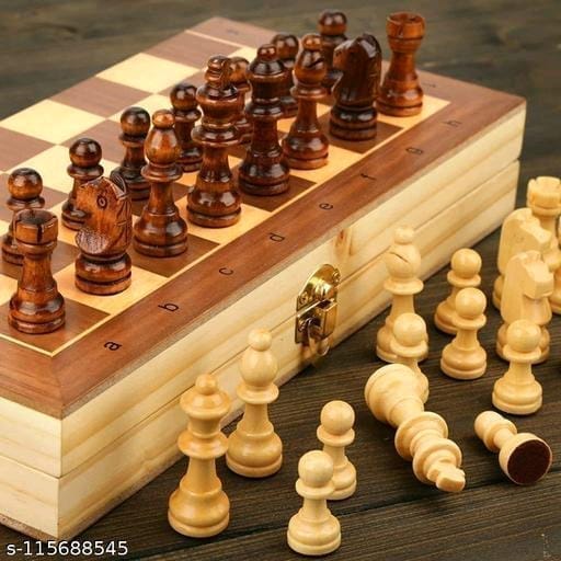 Wooden Chess Set with Folding Board and Magnetic Pieces