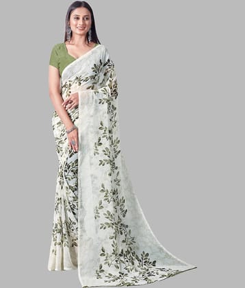 Sanwariya Silks Georgette Printed Saree With Unstitched Blouse Piece ( Green )