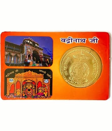 Spiritual Badrinath Kedarnath Temple Religious Lucky Gold Plated Coin Card Pocket Yantra Pooja Coin ~ ATM Card Size