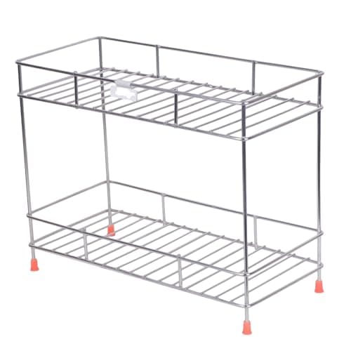 Cri8Hub Stainless Steel 2 Tier Kitchen Rack - Spice Boxes Organizer –Kitchen Stand - Cosmetic Organizer –