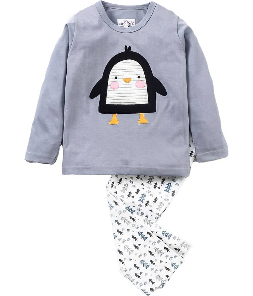 Nite Flite Pack of 1 Boys 100% Cotton Nightsuit Set ( Multi Color )