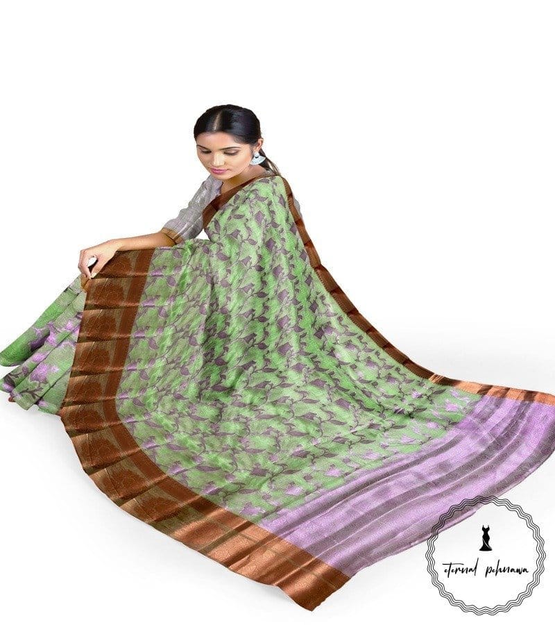Elegant Banarasi Semi Silk Saree with Broad Zari Border- Shop Now!