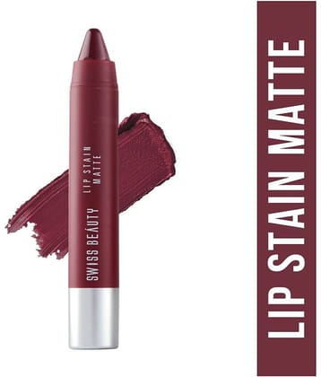 Swiss Beauty Lip Stain Matte Lipstick Lipstick (Russian Red), 3.4gm