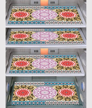 PVC Floral Fridge Mats ( 43 x 29 ) Pack of 4 - Multicolor