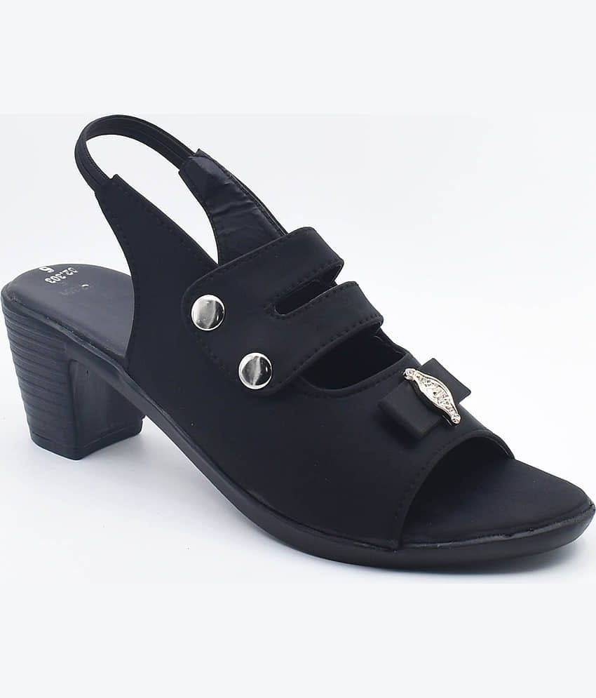 IndiForce Black Women's Sandal Heels