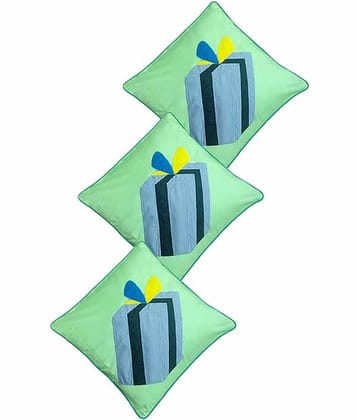 Hugs'n'Rugs Green Cotton Cushion Covers - Set Of 3