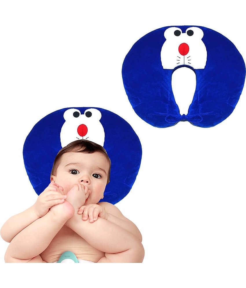 JUZZII Single Blue Velvet Kids Fibre Filled Pillow