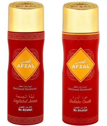 AFZAL Non Alcoholic Laylatul Jumat and Gulabe Oudh for Men & Women Pack of 2 - 200ml each