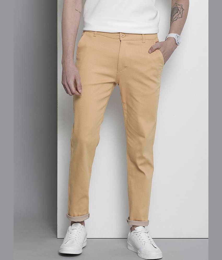 The Indian Garage Co. Slim Flat Men's Chinos - Tan ( Pack of 1 )