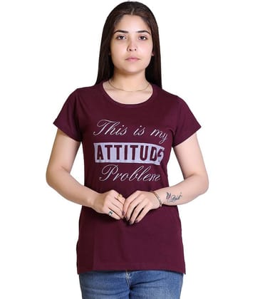 Ogarti Women Cotton Blend Printed Regular Fit Round Neck T-Shirt ( Black )