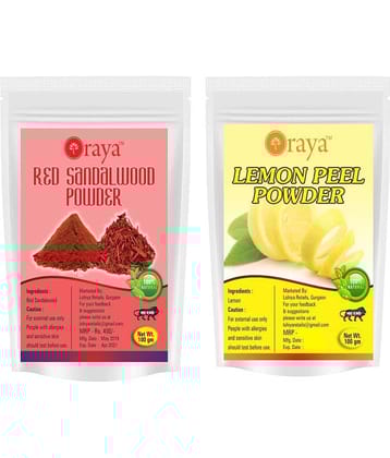 ORAYA 100% Pure Red Sandalwood Powder & Lemon Peel Powder Face Pack 200 gm Pack of 2