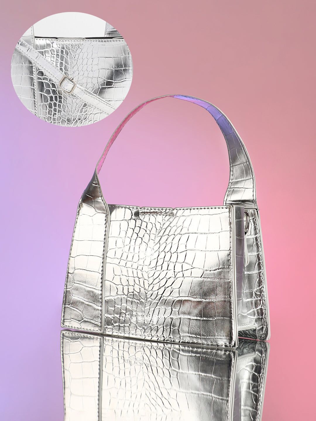 The Frivola Scale Hand Bag - Metallic Silver-Sling Bag