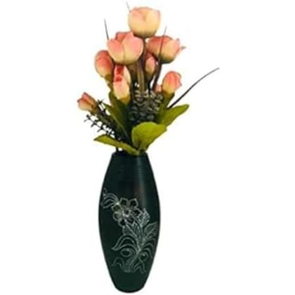 Black Potters Azamgarh Black Pottery Flower Vase Cone Shape 6 inch