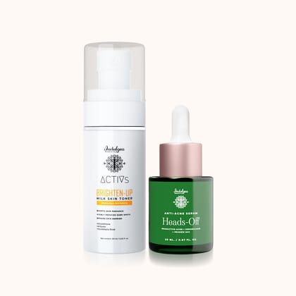 Acne Control & Brightening Combo - Brighten Up Milk Toner 60ml + 1PC Heads Off Anti Acne Serum 20ml-Full Size