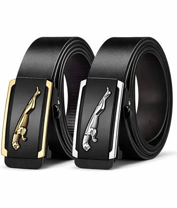 BAYEMA - Black Synthetic Men's Formal Belt ( Pack of 2 )