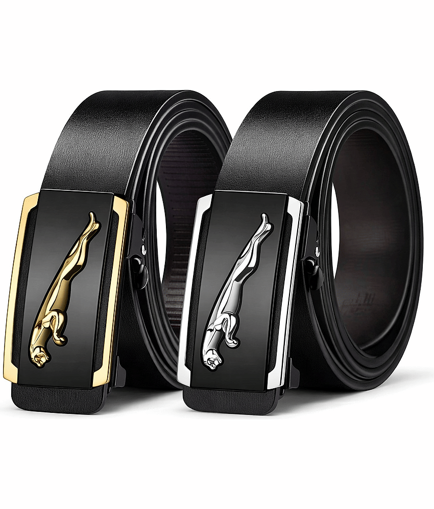 BAYEMA - Black Synthetic Men's Formal Belt ( Pack of 2 )