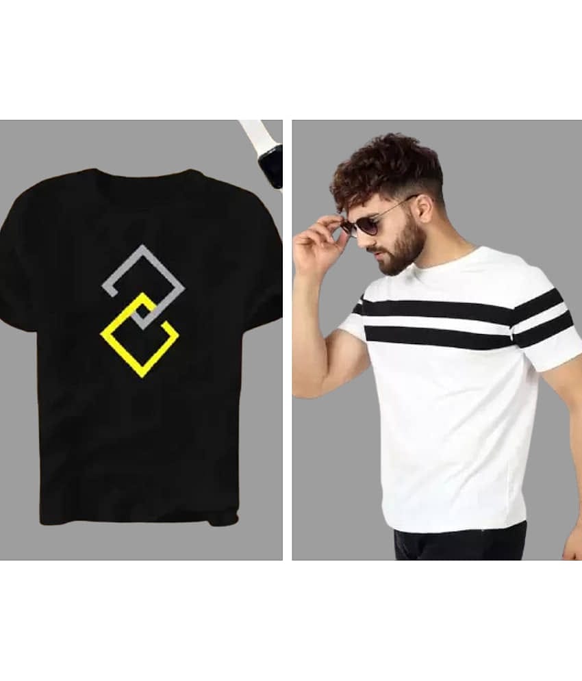 attitude start of fashion Pack of 2 Polyester Regular Fit Men's T-Shirt ( White )