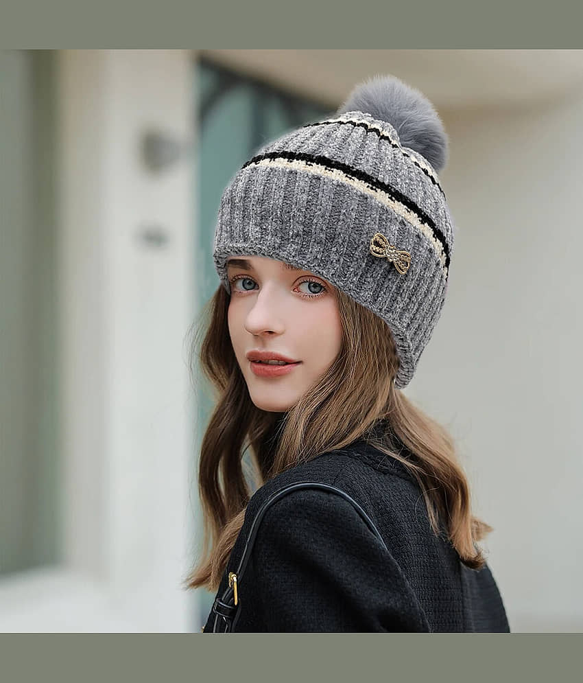 Alamos Gray Woollen Women's Cap ( Pack of 1 )