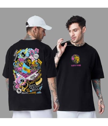 Leotude Pack of 1 Cotton Blend Oversized Fit Men's T-Shirt ( Black )