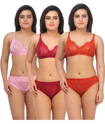 TCG Multi Color Lace Bra & Panty Set