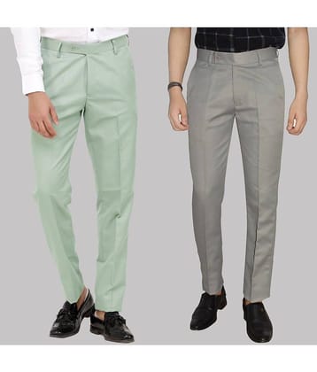 Kundan - Multicolor Cotton Blend Regular - Fit Men's Formal Pants ( Pack of 2 )