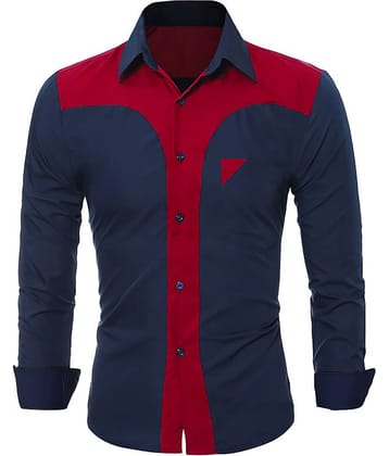 Qlonz store Cotton Blend Regular Fit Colorblock Full Sleeves Men's Casual Shirt - Multi ( Pack of 1 )