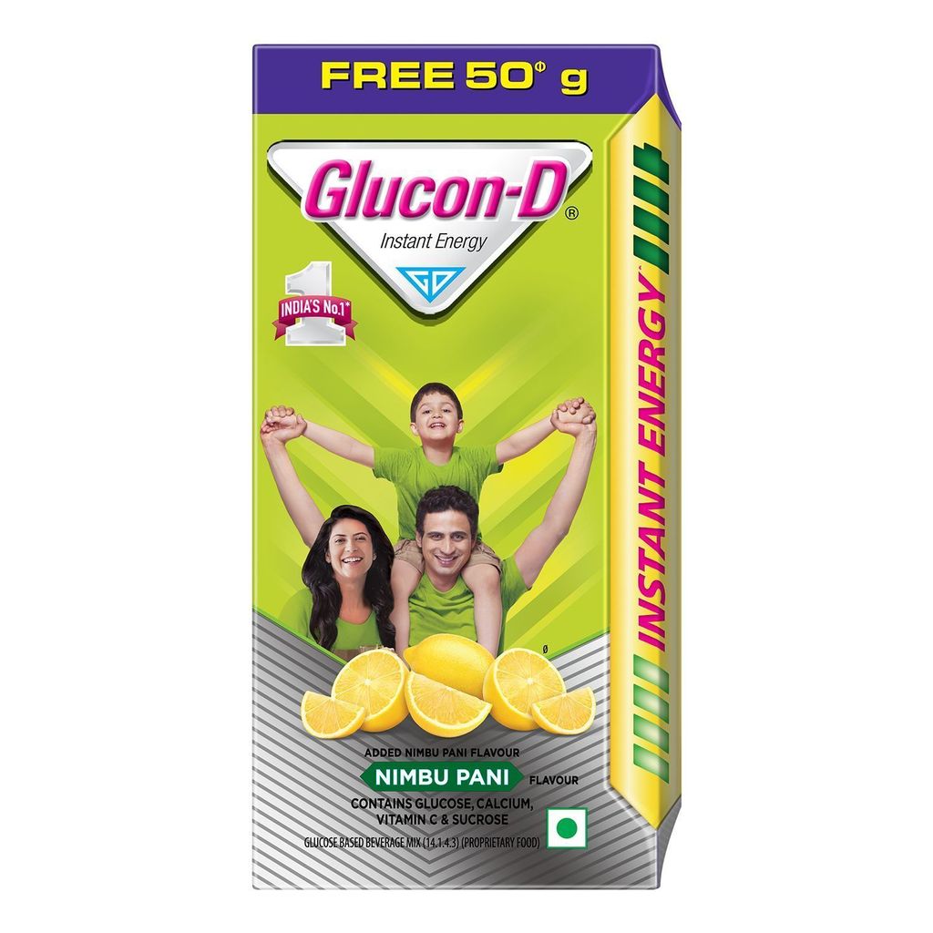 Glucon-D Nimbu Pani Glucose Powder (75g + 50g Extra)| For Tasty Tangy Flavoured Glucose Drink| Provides Instant Energy| Vitamin C Supports Immunity| Contains Calcium for Bone
