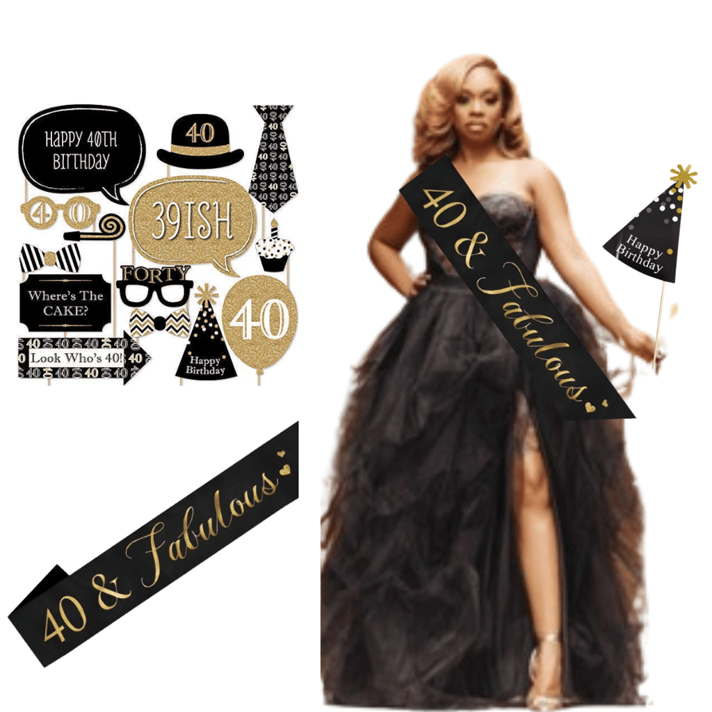 Wanna Party 40th Birthday Sash and 40th Birthday Photo Props Combo Pack for 40th Birthday Decorations for Women - Party and Festive Needs | Buy online on ZillyBuy