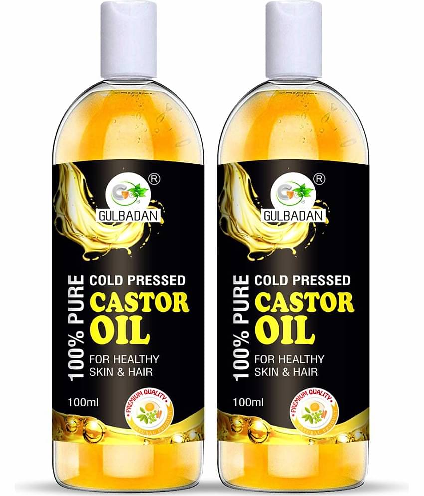 GULBADAN Cold-Pressed 100% Pure Castor Oil 100 mL Pack of 2