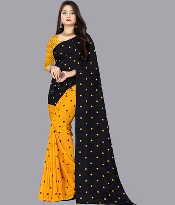 ANAND SAREES Georgette Printed Saree With Unstitched Blouse Piece ( Yellow )